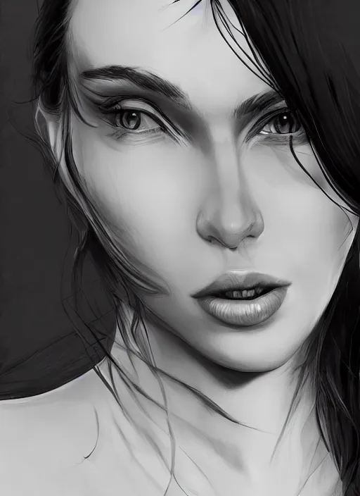 Image similar to up close portrait of a beautiful woman in black and white, art by diego fazio and diegoKoi and oscar Ukono, concept art, sharp focus, artgerm, 8k highly detailed