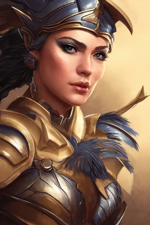 Image similar to amazon valkyrie athena, d & d, fantasy, portrait, highly detailed, headshot, digital painting, trending on artstation, concept art, sharp focus, illustration, art by artgerm and greg rutkowski and magali villeneuve