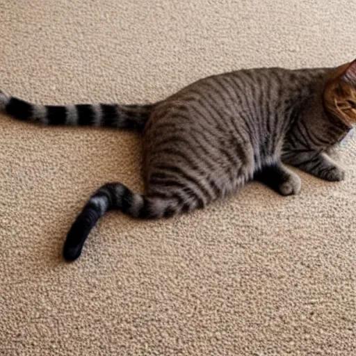 Image similar to cat stretching on carpet