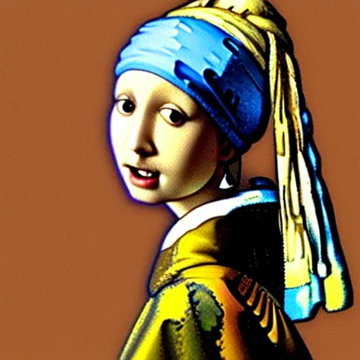 Image similar to a rabbit posing as girl with the pearl earring