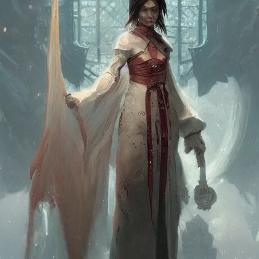 Prompt: portrait of a draconid character, highly detailed, wearing simple robes, trending on art station, character concept art, by greg rutkowski and thomas kinkade