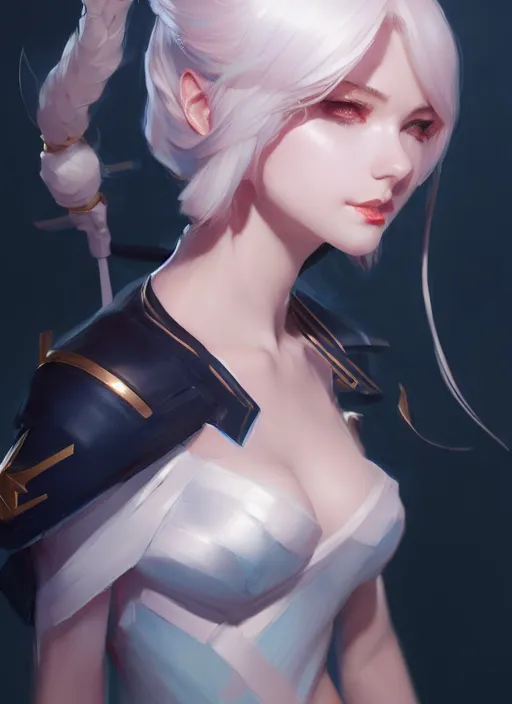 Image similar to lol ashe, wide angle view, white, black, blue, pink, gold, highly detailed, artgerm, cushart krenz, zeronis, sakimichan, trending on artstation, soft light, sharp edges, illustration, character design, concept art