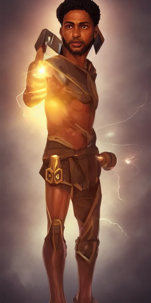 Image similar to symmetry!! brown skin man egyptian prince holding scepter of power, solid cube of light, hard edges, product render retro - futuristic poster scifi, lasers coming from eyes, brown skin man egyptian prince, intricate, elegant, highly detailed, digital painting, artstation, concept art, smooth, sharp focus, illustration, dreamlike, art by artgerm