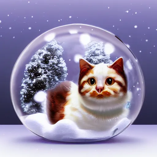 Prompt: snow globe of cat cyber war, artstation, photorealism