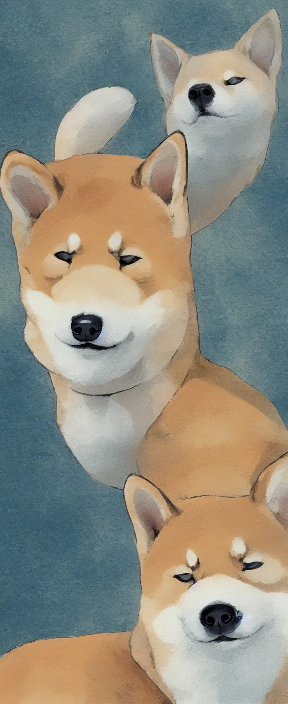 Prompt: shiba inu by Studio Ghibli, asymmetrical, positive vibes, Organic Painting , digital art, trending on artstation, Matte Painting, by Studio Ghibli:4