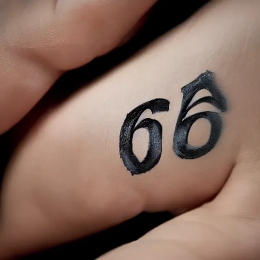 Image similar to the number'6 4'written in the shape of a skin scar