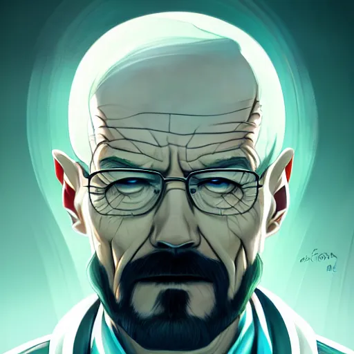 Image similar to a portrait of walter white, art by lois van baarle and loish and ross tran and rossdraws and sam yang and samdoesarts and artgerm and saruei and disney, digital art, highly detailed, intricate, sharp focus, trending on artstation hq, deviantart, unreal engine 5, 4 k uhd image