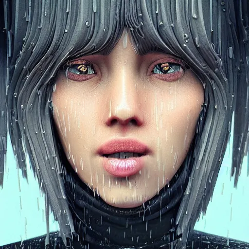 Image similar to cartoon portrait made out of rain, realistic, highly detailed, neon, rendered in octane, unreal engine, beautiful, trending on artstation, emotional