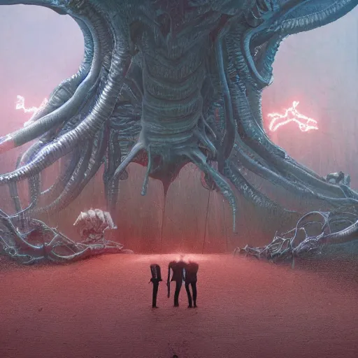 Prompt: stranger things, wayne barlowe, very coherent symmetrical artwork, cinematic, hyper realism, high detail, cinematic lighting, octane render, 8 k, surreal, pulp, photorealism