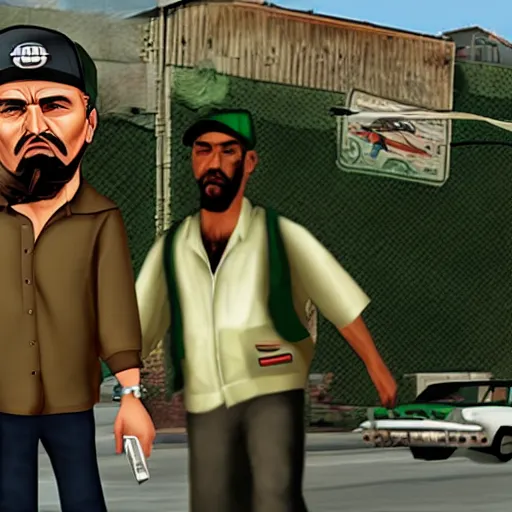 Prompt: Fidel Castro in grand theft auto San Andreas
