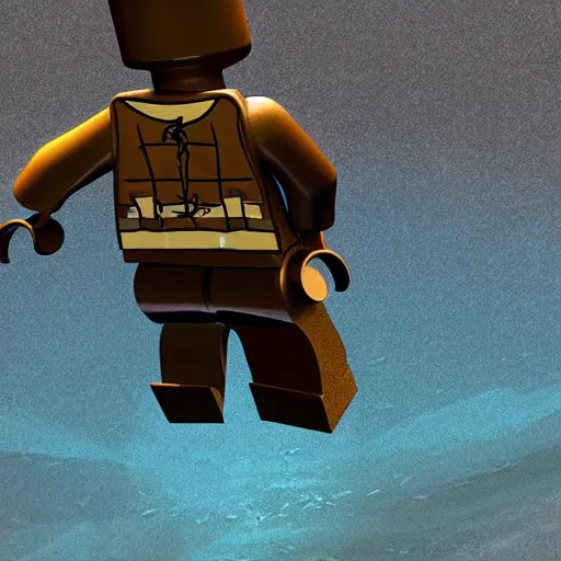 a bronze statue of a lego minifigure submerged, Stable Diffusion