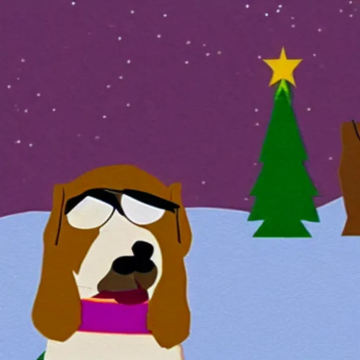 Prompt: a scene from south park featuring a humanoid beagle