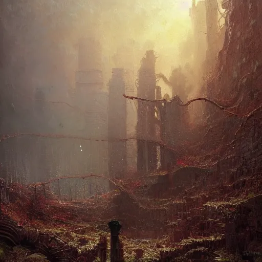 Image similar to UHD abstract painting of Industrialized Political Persecution, by Antonio Caparo and Ferdinand Knab and Greg Rutkowski, Todd McFarlane, Albert Bierstadt, tonalism, concept art, tonalism illustration, detailed, UHD, photorealistic, correct face, trending on artstation