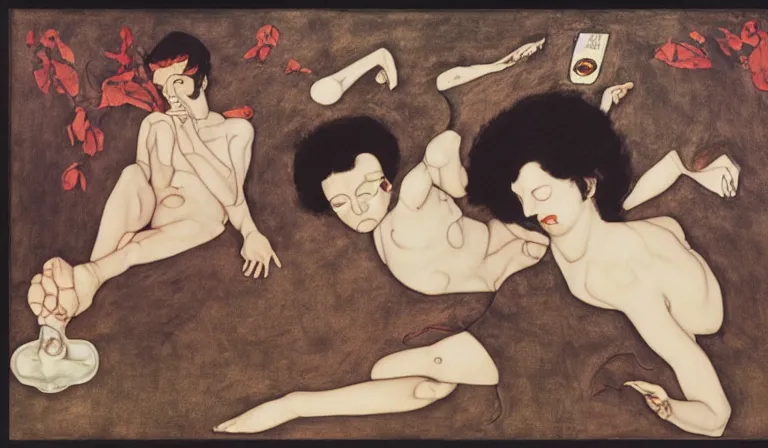 Prompt: original sin, gui, by mariko mori, egon schiele, tadanori yokoo, toshiko okanoue