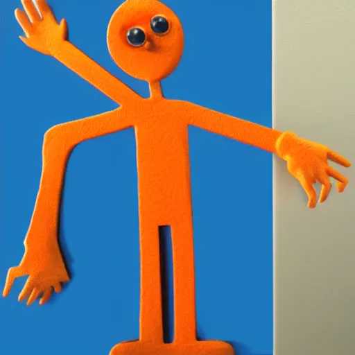 Image similar to 3 - d cartoon orange stick man in lifescience, veeva