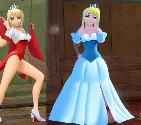 Image similar to Marie Rose from Dead or Alive as a Disney princess, animated movie still.