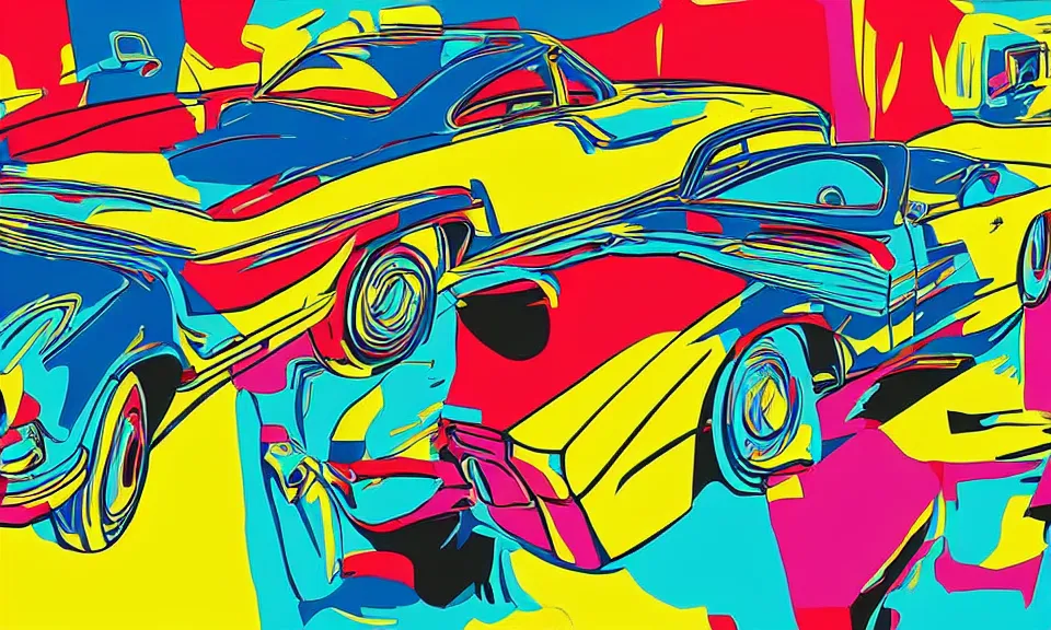 Image similar to pop art illustration of a mercedes car