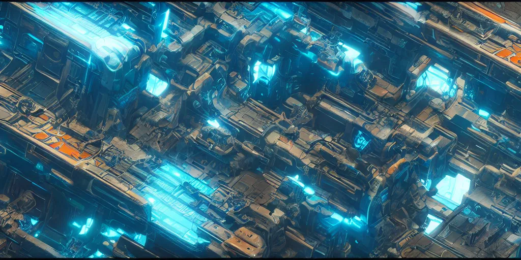 Prompt: Atlantis, cyberpunk, extra detailed, digital art, trending on artstation and unreal engine, 8k, orange and blue tones only