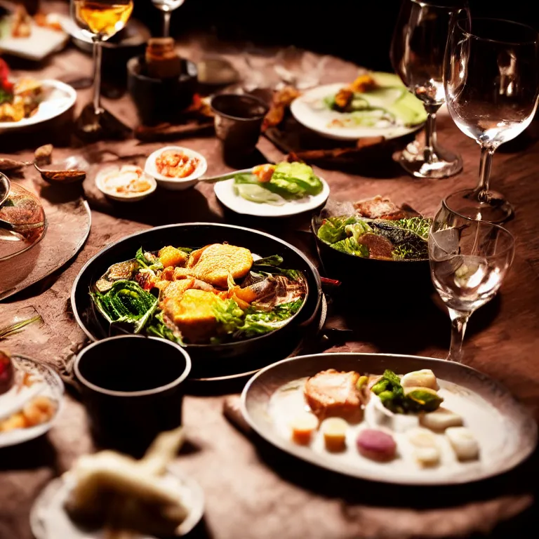 Prompt: close - up focused dslr photograph of an lesothoan dinner, 8 k, high detail, volumetric lighting, hyperrealism, aesthetically pleasing, studio lighting, trending