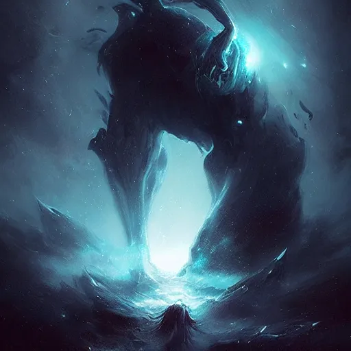 Image similar to a beautiful terrifying monster made out of a swirling nebula. ethereal horror fantasy art by greg rutkowski