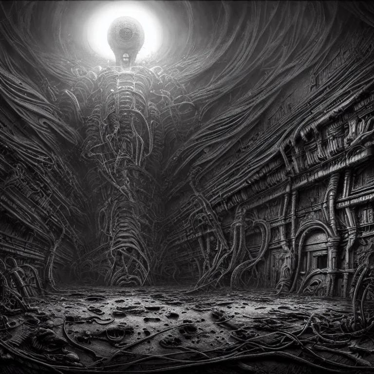 Prompt: ribbed biomechanical surreal alien temple on exoplanet, standing in a desolate empty wasteland, creepy, nightmare, dream-like heavy atmosphere, surreal abandoned buildings, beautiful detailed intricate insanely detailed octane render trending on Artstation, 8K artistic photography, photorealistic, chiaroscuro, Raphael, Caravaggio, Beksinski, Giger