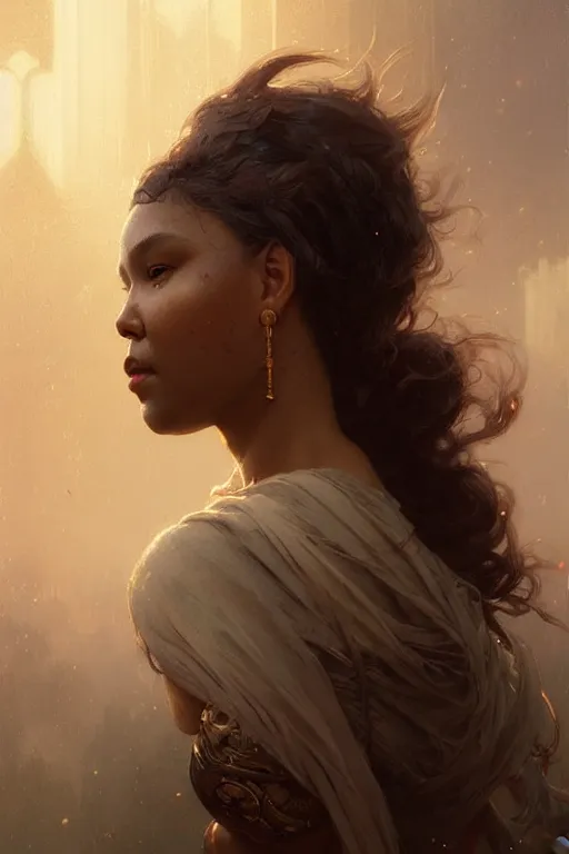 Image similar to lizzo profile picture by Greg Rutkowski, matte painting, intricate, fantasy concept art, elegant, by Stanley Artgerm Lau, WLOP, golden ratio, thomas kindkade, alphonse mucha, loish, norman Rockwell,