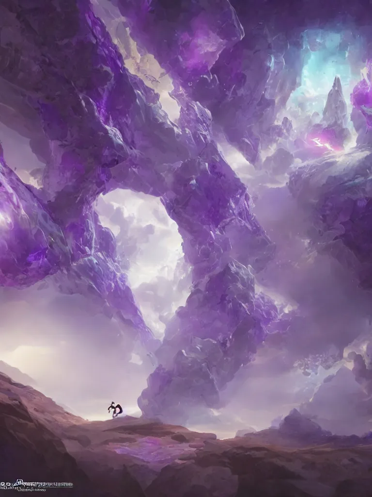 Prompt: running through a portal to another purple dimension by disney concept artists, blunt borders, rule of thirds, golden ratio, godly light, beautiful!!