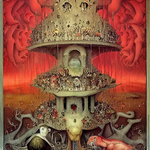 Prompt: https : / / s. mj. run / aa 3 qcrwdt 0 8 the end is near, surrealism hyperdetailed intricate a life in red, by daniel merriam, by hieronymus bosch, gustave dore