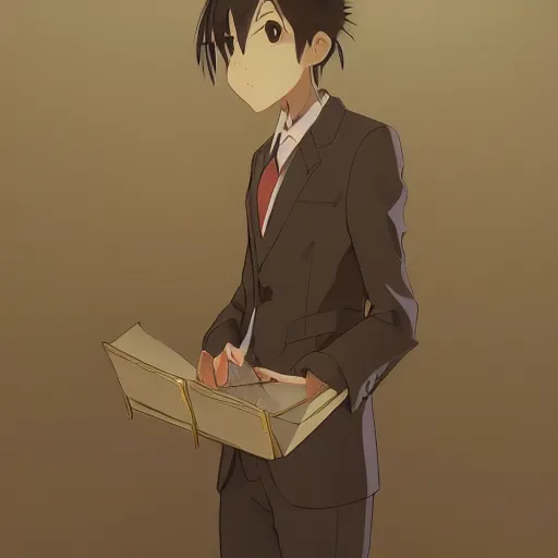 Image similar to a duck wearing a business suit, illustration concept art anime key visual trending pixiv fanbox by wlop and greg rutkowski and makoto shinkai and studio ghibli and kyoto animation symmetrical facial features