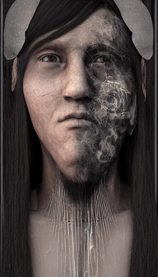 Image similar to portrait of a digital shaman, with vray