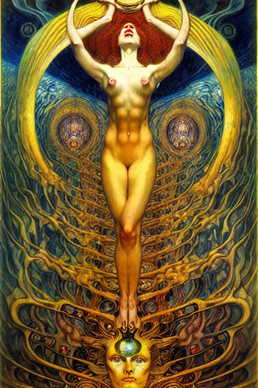 Image similar to Divine Chaos Engine by Karol Bak, Jean Delville, William Blake, Gustav Klimt, and Vincent Van Gogh, symbolist, visionary