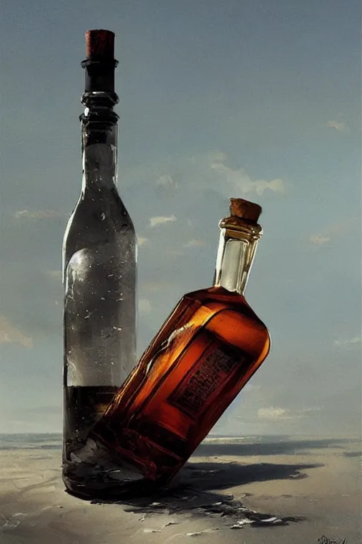 Prompt: imagine a ship in a bottle but instead of a ship jack black is in the bottle, jack black, fancy whiskey bottle, masterpiece painting by greg rutkowski