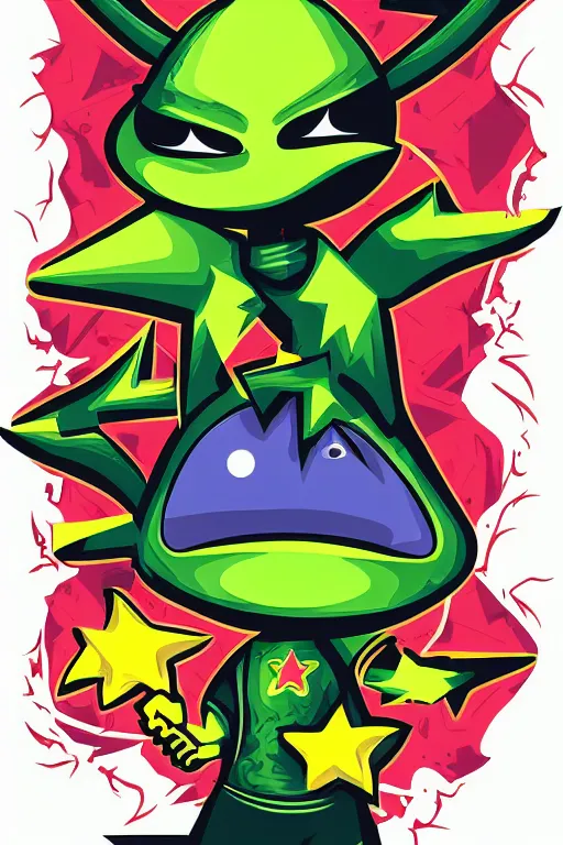 Image similar to rockstar alien, art by brian miller, sticker, colorful, illustration, highly detailed, simple, smooth and clean vector curves, no jagged lines, vector art, smooth