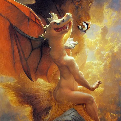 Image similar to highley detailed potrait of charizard the pokemon, painting by gaston bussiere, craig mullins, j. c. leyendecker, lights, art by ernst haeckel, john william godward, hammershøi,