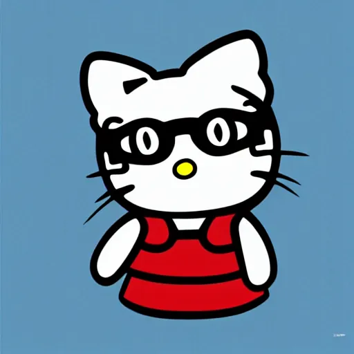 Prompt: hello kitty wearing cinema goggles, digital art