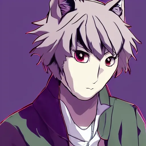 Image similar to key anime visual portrait of an anthropomorphic anthro wolf fursona, in a jacket, with handsome eyes, official modern anime art