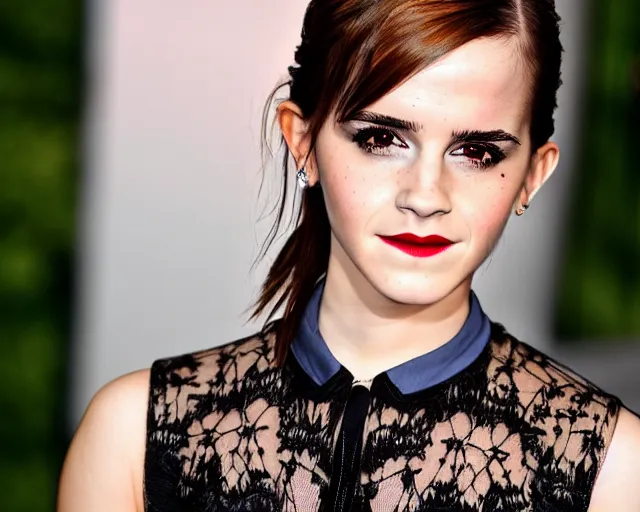 Prompt: color shot of emma watson, goth style 2 0 0 0, detailed