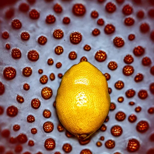 Image similar to a lemon with trypophobia