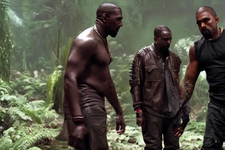 Prompt: VFX movie where Kanye West plays the Predator by James Cameron