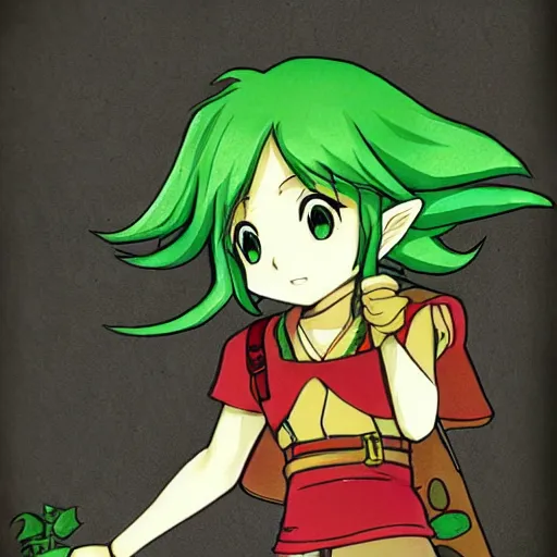Prompt: anime illustration of saria from zelda