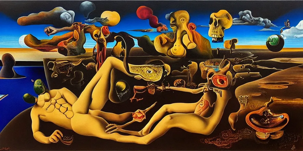 Image similar to the world between death and life, surrealistic detailed painting, by damien gilley and salvador dali