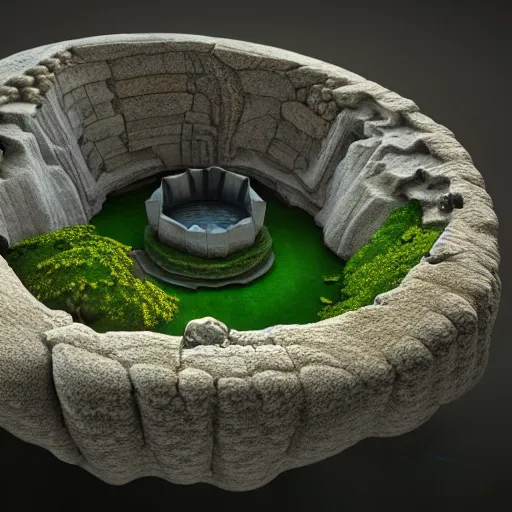 Image similar to : ancient hollow earth luxury architectural plans hyper - realistic, detailed, render by c 4 d octane, unreal engine, 8 k 3 d render ray traceing