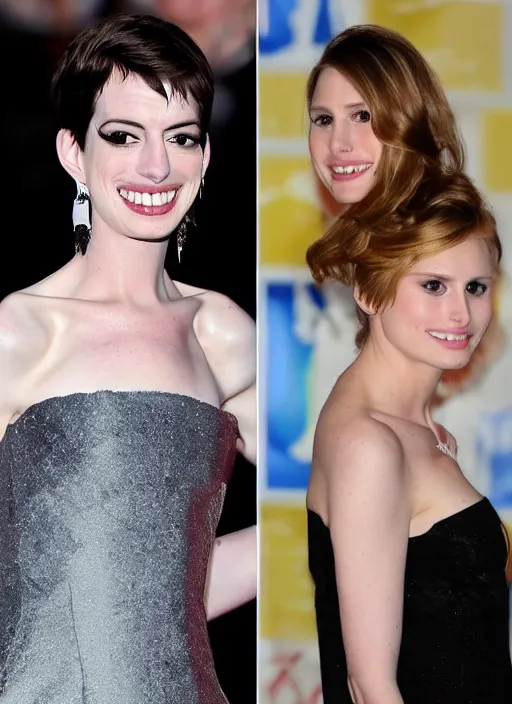 Image similar to woman that looks like anne hathaway and kristen bell