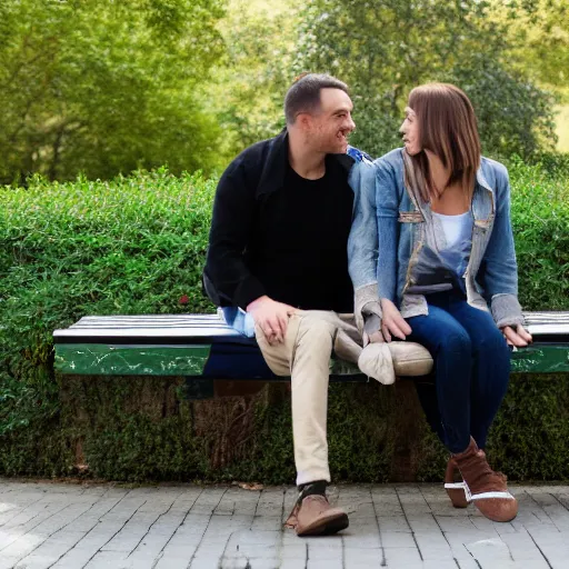 Image similar to a couple sitting on a park bench