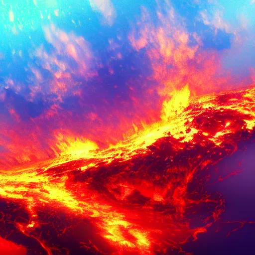 Image similar to Planet earth burning, seen from space, digital painting, realist, landscape