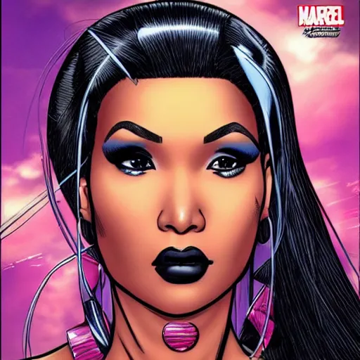 Image similar to nicki minaj as an x - men character, comic book cover, highly detailed