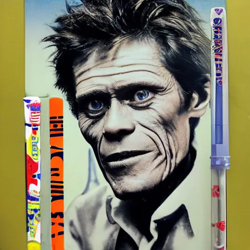 Image similar to willem dafoe on the top of a pez dispencer, detailed