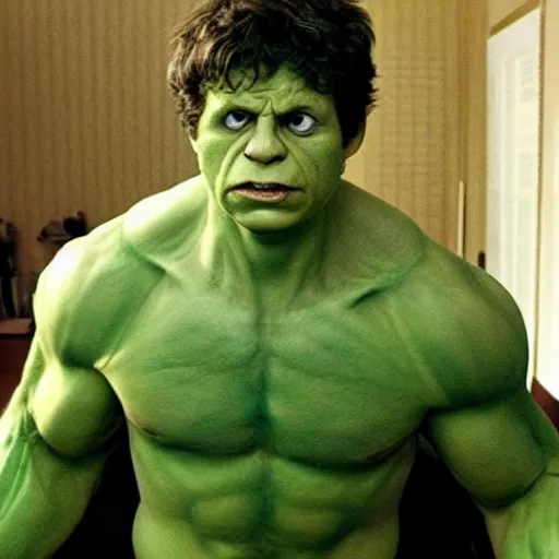 Prompt: michael cera as the hulk