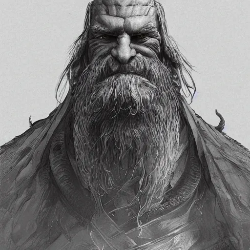 Prompt: a highly detailed portrait of a massive epic fantasy giant old man concept art