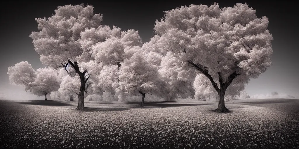 Prompt: beautiful infrared landscape photography by david keochkerian and mike irwin, ir filter, rule of thirds